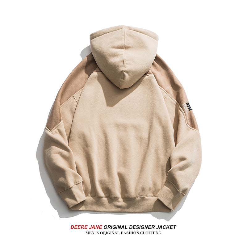 Men Pullover Hoodie Autumn and Winter Patchwork Hoodie Men's Winter Loose