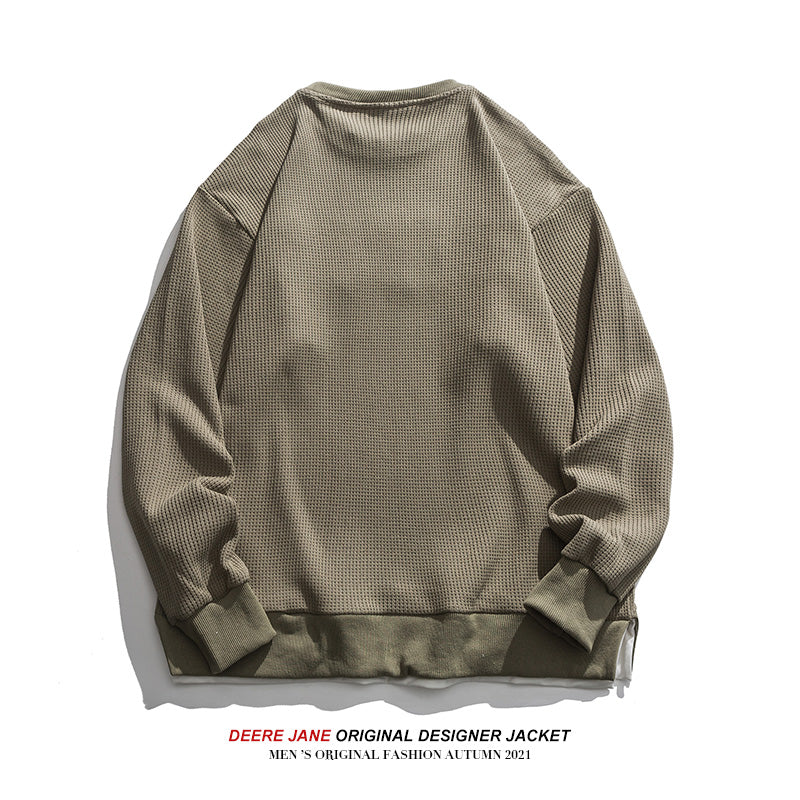 Men Pullover Hoodie Sweater Men's Retro Loose All-Match Long Sleeve