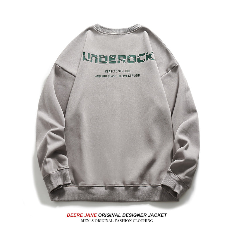 Men Pullover Hoodie Spring Cotton round Neck Sweater Men's Loose All-Matching