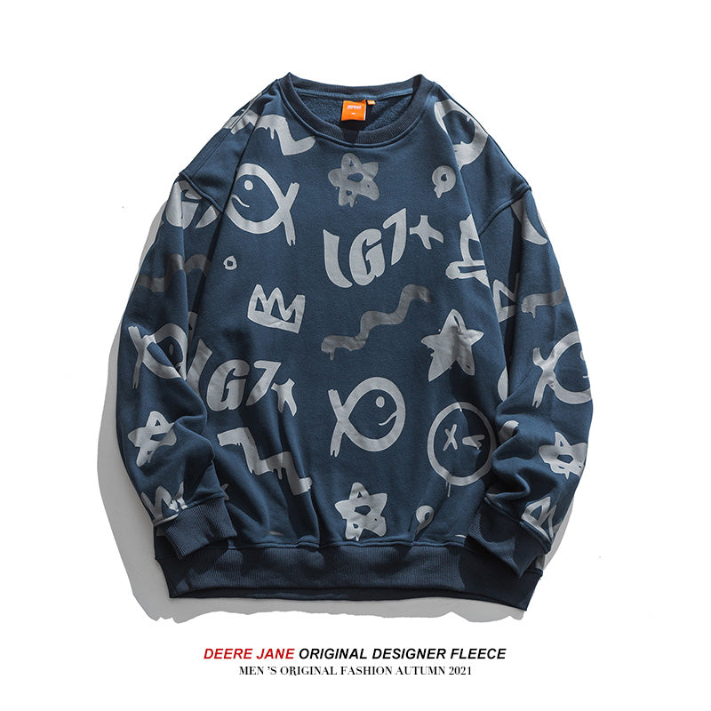 Men Pullover Hoodie Sweater Men Street All-Match Spring and Autumn Couple Long Sleeve