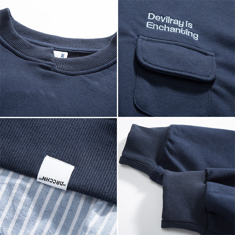 Men Pullover Hoodie Spring Sweater Men's Loose All-Match Japanese-Style Retro