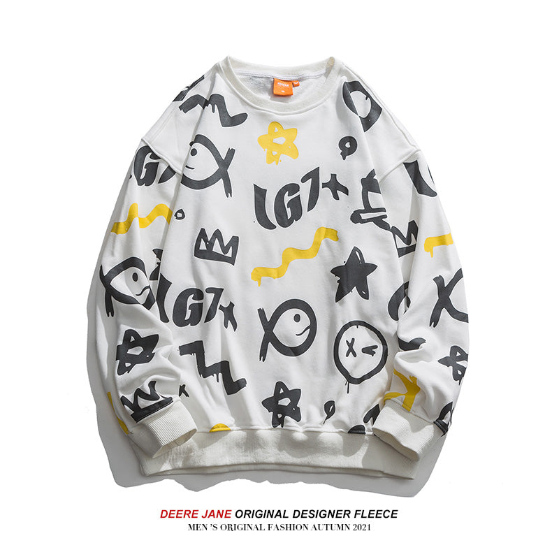 Men Pullover Hoodie Sweater Men Street All-Match Spring and Autumn Couple Long Sleeve