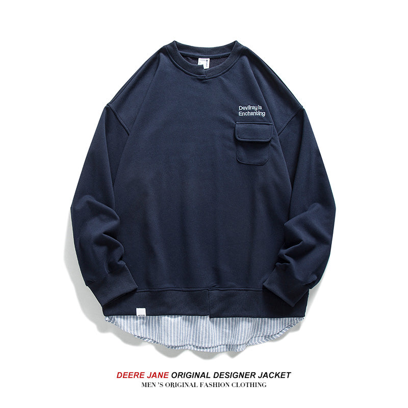 Men Pullover Hoodie Spring Sweater Men's Loose All-Match Japanese-Style Retro